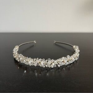 Delicate Silver Crystal and Pearl Headband - Bridal, Wedding NWOT